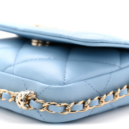 Chanel Lambskin Quilted Chain Around Coin Purse With Chain Light Blue 10 of 11