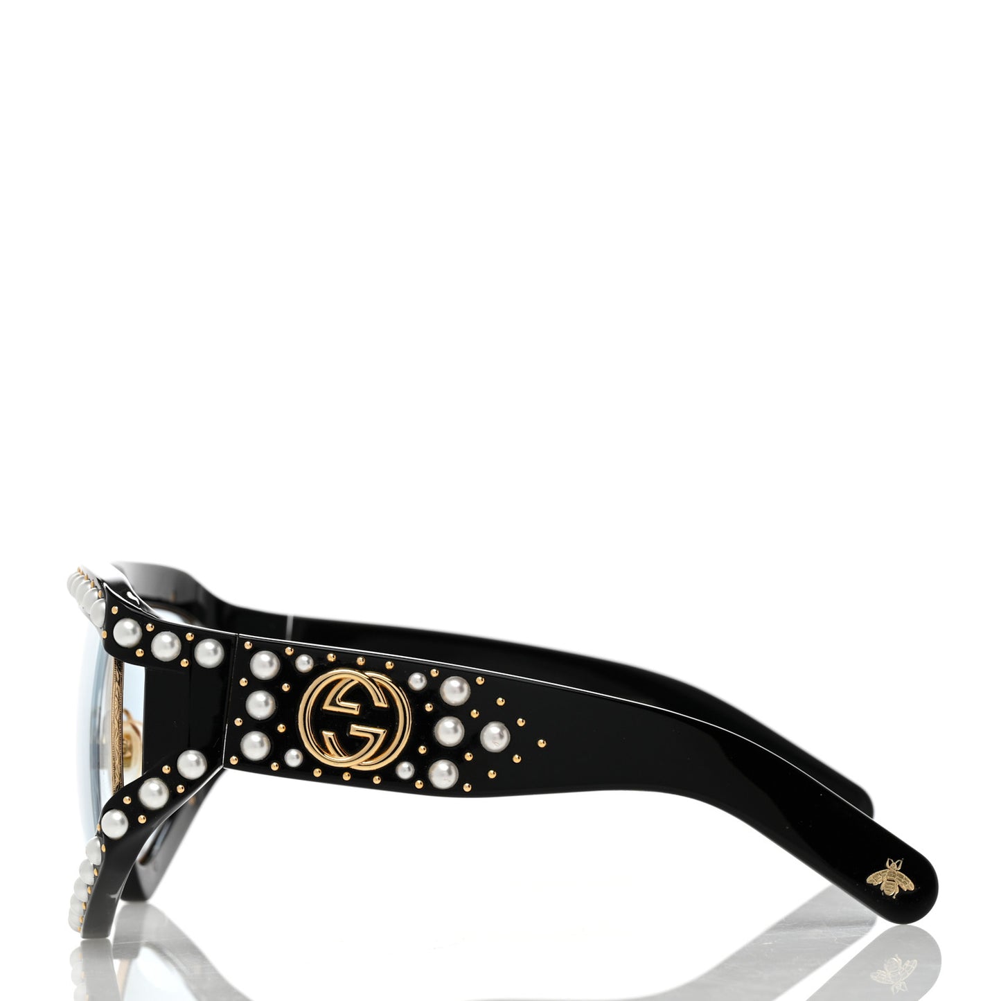Acetate Pearl Rectangular Frame Sunglasses GG0234S Black