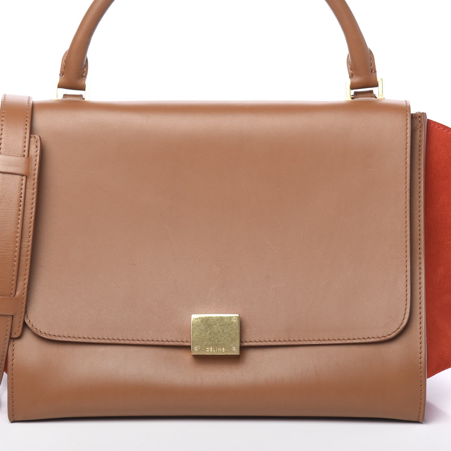 Celine Natural Calfskin Suede Medium Bi-Color Trapeze Beige 9 of 9
