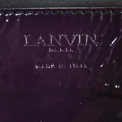 Lanvin Leather Patent Trim Large Weekender Bag Black and Purple 7 of 8
