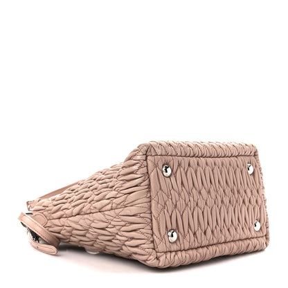 Miu Miu Nappa Matelasse Crystal Top Handle Tote Cammeo 4 of 12