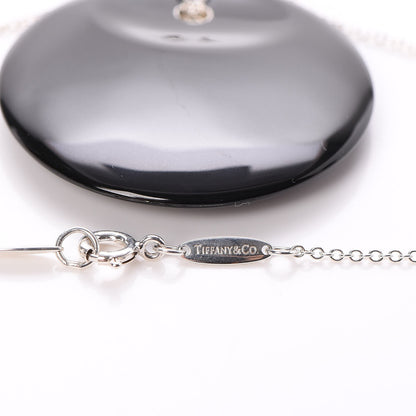 Tiffany Sterling Silver Black Jade Elsa Peretti Disc Pendant Necklace 6 of 9