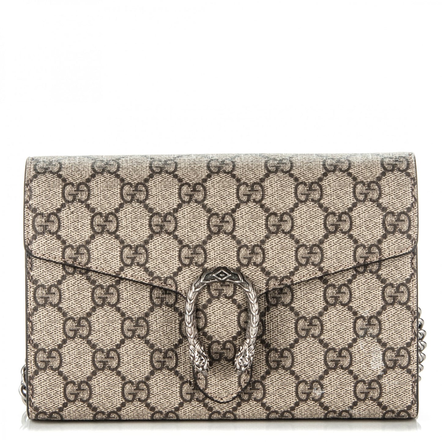 GG Supreme Monogram Mini Dionysus Chain Wallet Beige Black