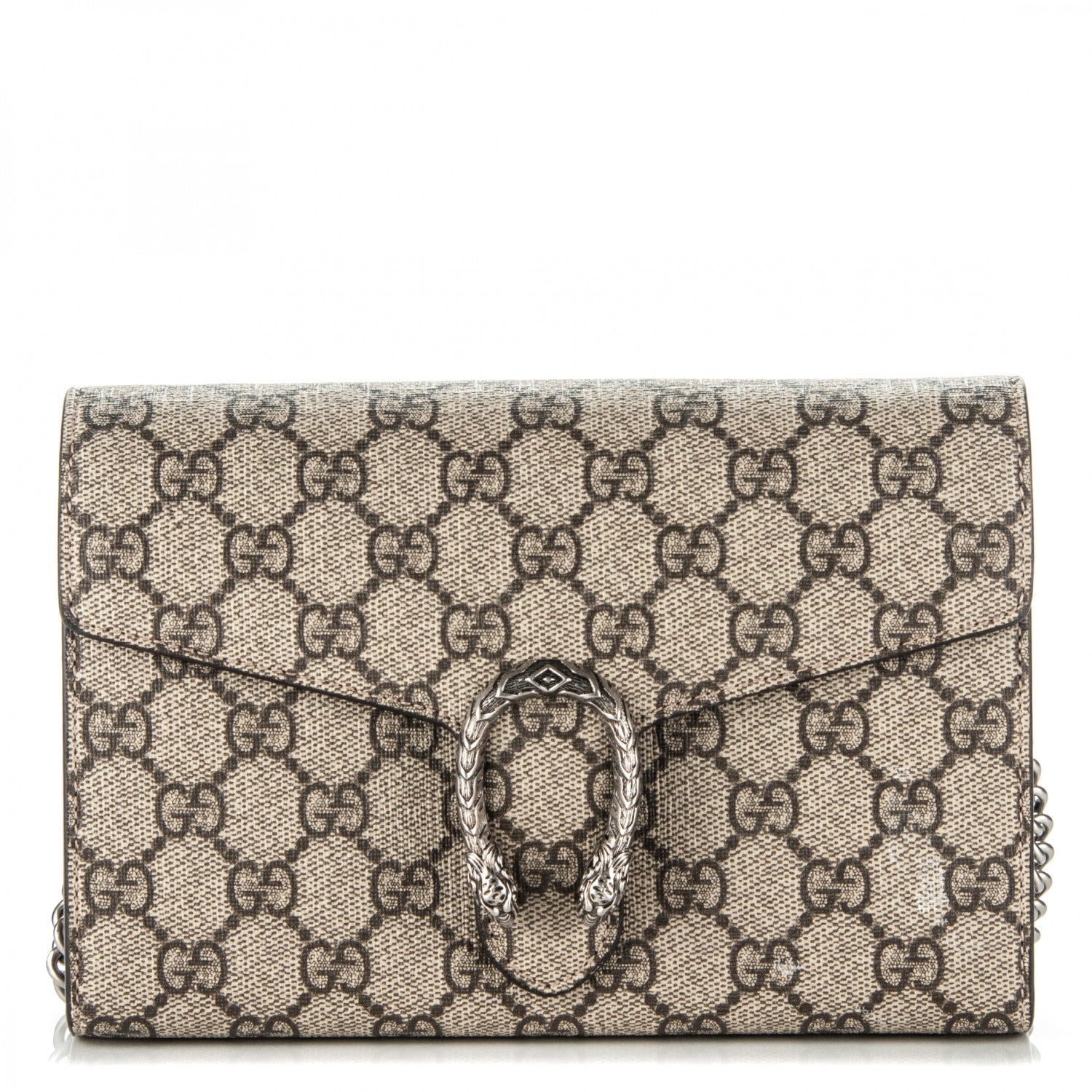 Gucci GG Supreme Monogram Mini Dionysus Chain Wallet Beige Black 1 of 8