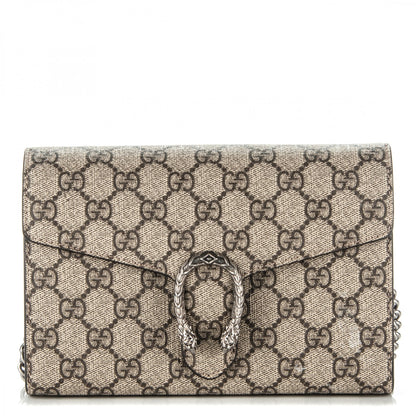 Gucci GG Supreme Monogram Mini Dionysus Chain Wallet Beige Black 1 of 8