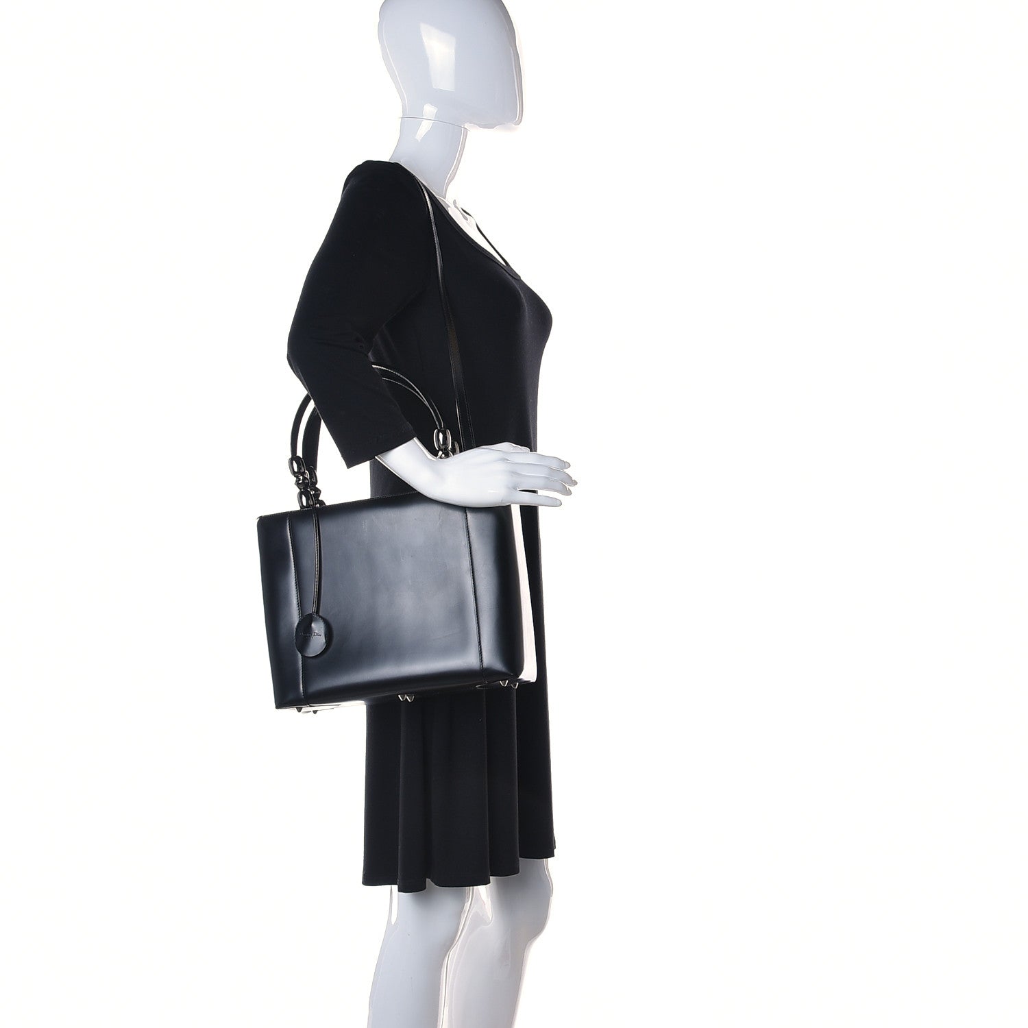 Christian Dior Calfskin Maris Pearl Beaded Top Handle Bag Black 2 of 14