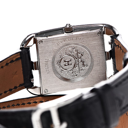 Hermes Stainless Steel Alligator 23mm Cape Cod Quartz Watch Noir 5 of 7
