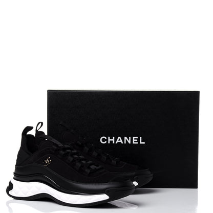 Chanel Velvet Calfskin Mixed Fibers CC Sneakers 38.5 Black 11 of 11