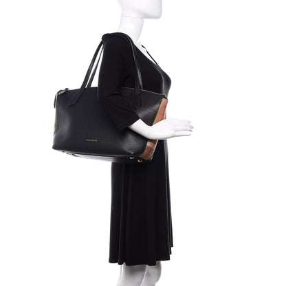 Burberry Derby Calfskin House Check Medium Welburn Tote Black 2 of 10