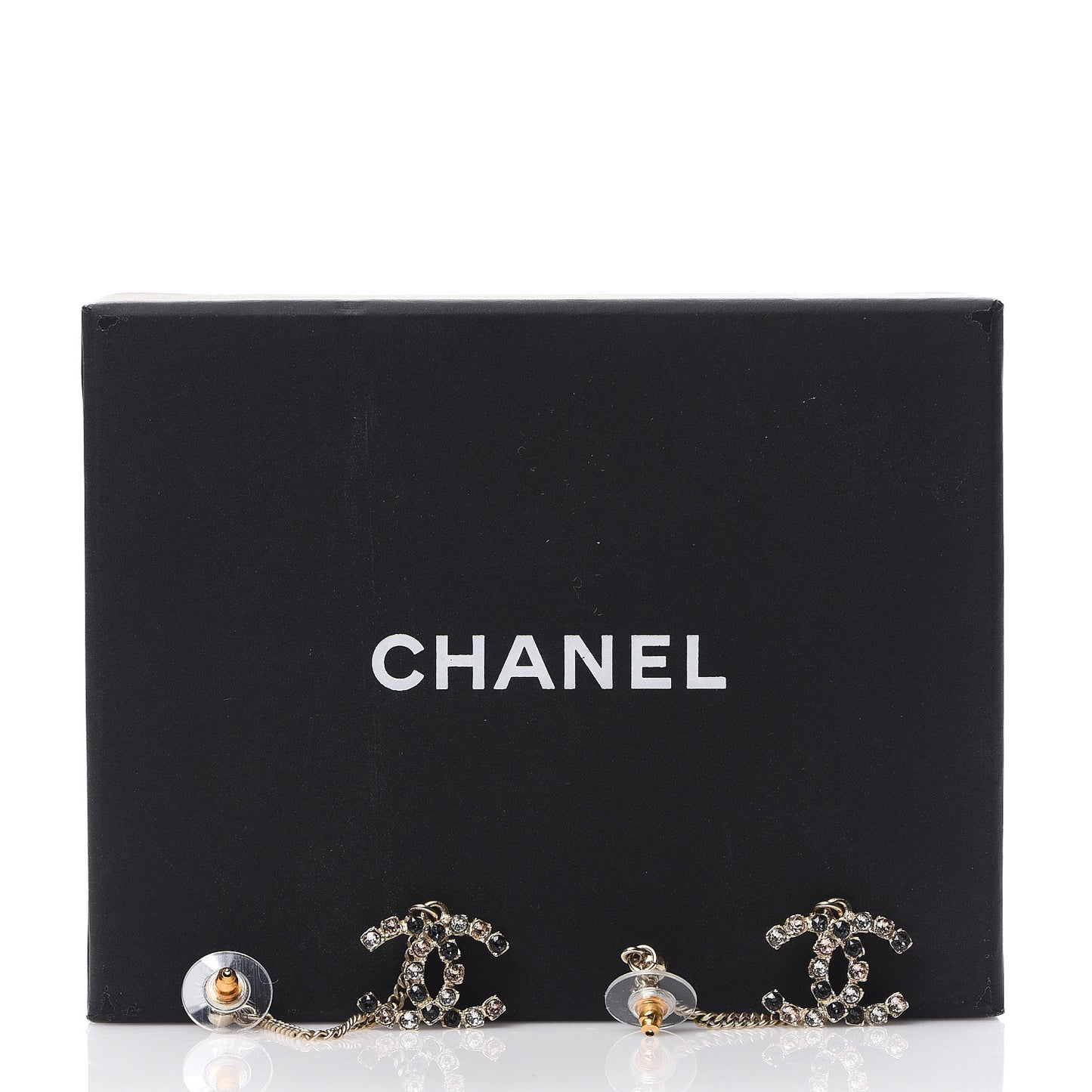 Crystal CC Drop Earrings Pink Grey Gold