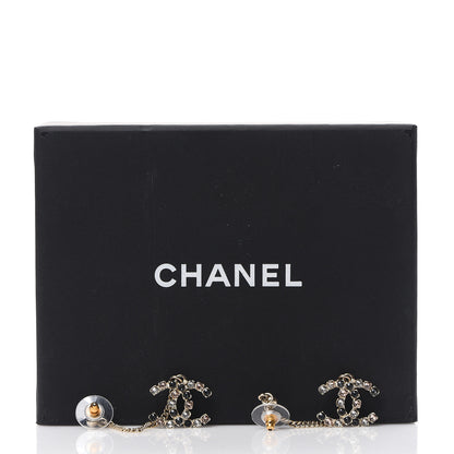Chanel Crystal CC Drop Earrings Pink Grey Gold 5 of 5
