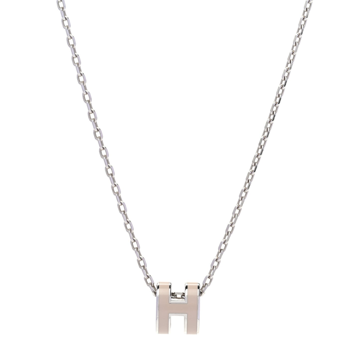 Palladium Mini Pop H Pendant Necklace Marron Glace