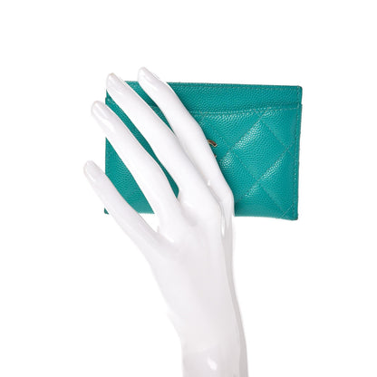 Chanel Caviar Quilted Card Holder Turquoise 3 of 13