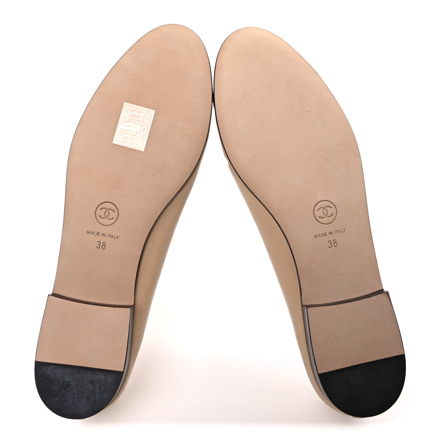 Lambskin Cap Toe CC Ballerina Flats 38 Beige Black