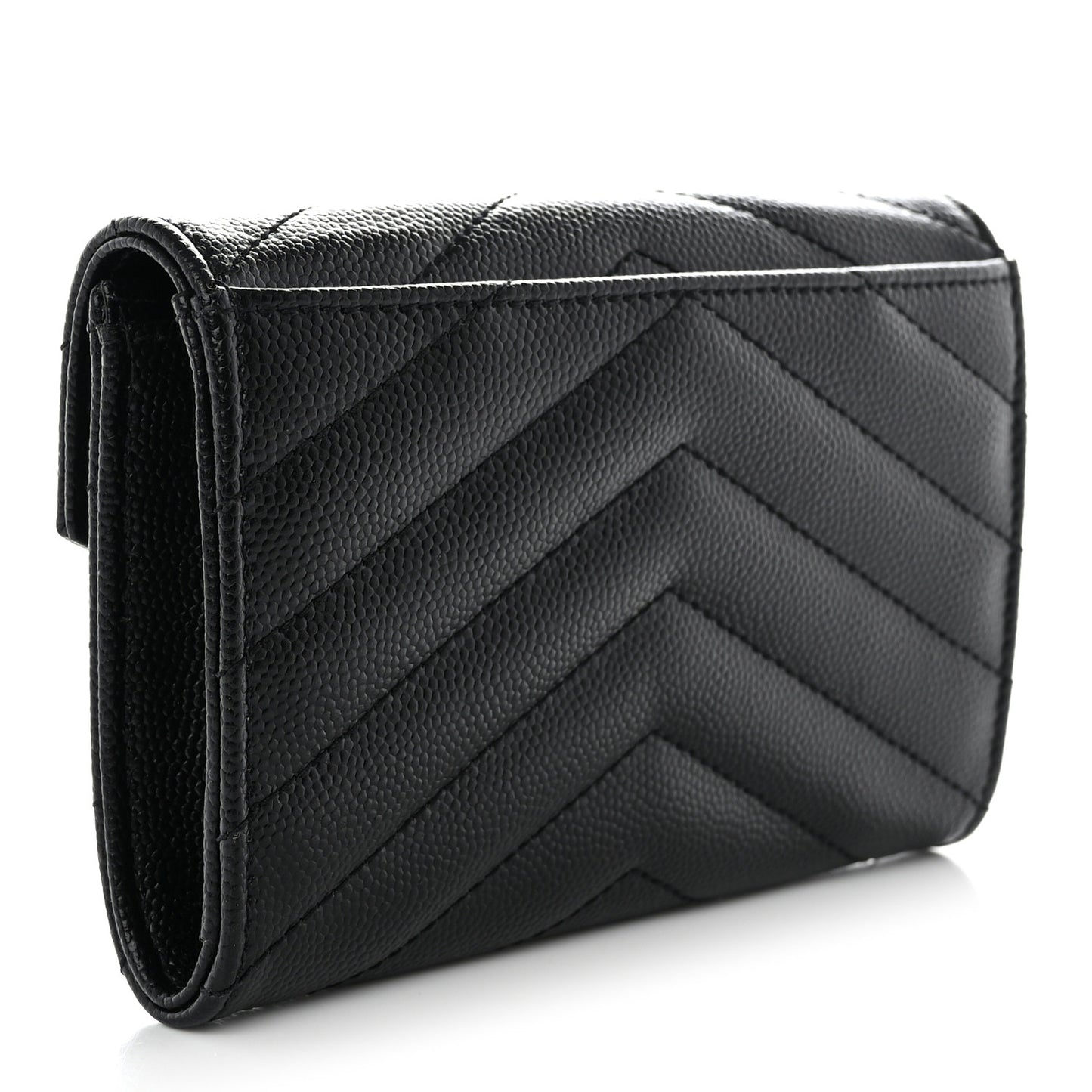 Grain De Poudre Matelasse Chevron Small Monochrome Monogram Envelope Wallet Black