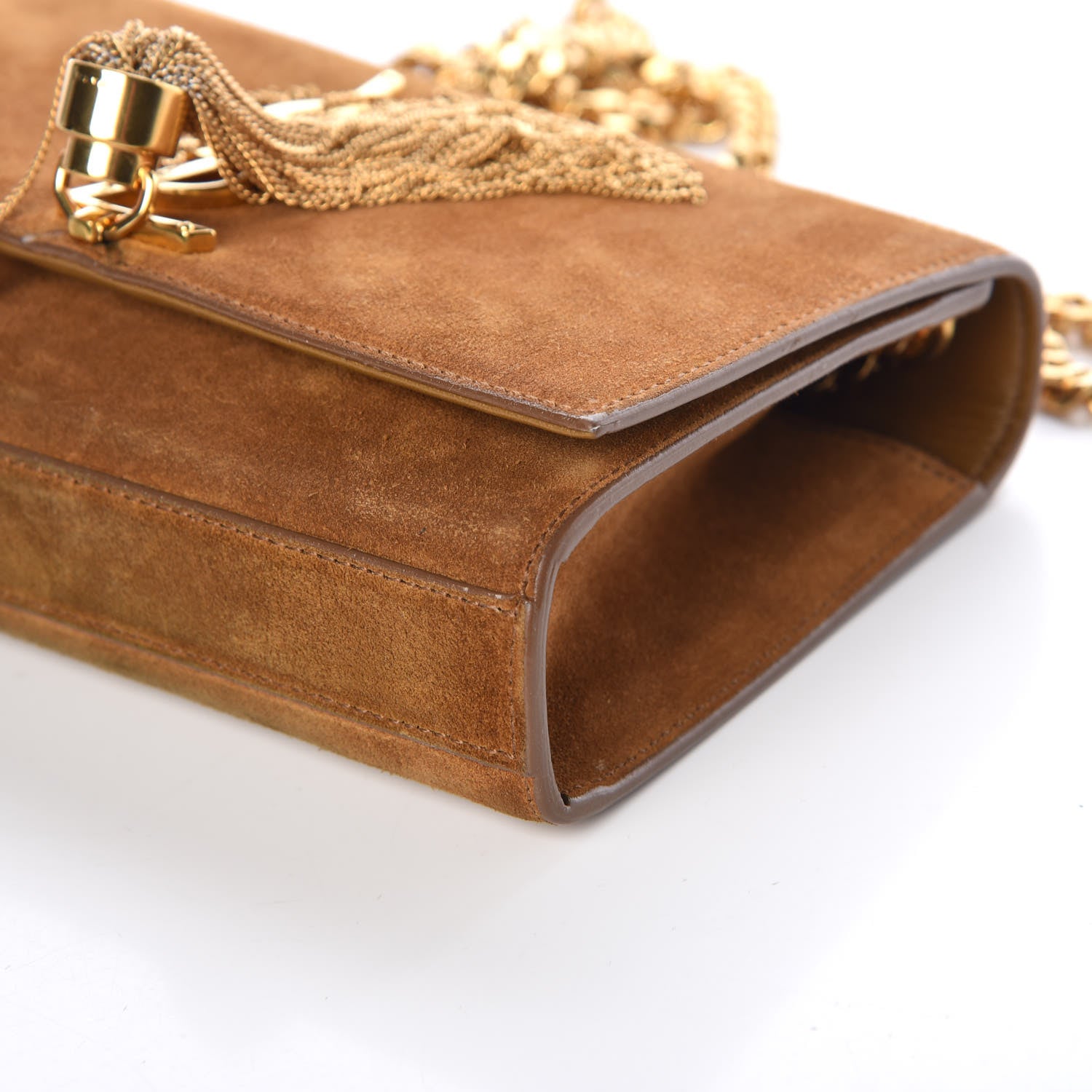 Saint Laurent Suede Small Classic Monogram Kate Tassel Satchel Light Ochre 6 of 9