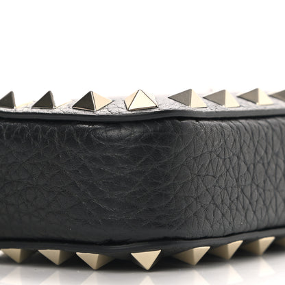 Valentino Garavani Pebbled Calfskin Rockstud Chain Pouch Shoulder Bag Black 9 of 10