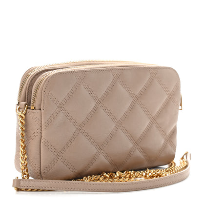 Saint Laurent Grained Lambskin Quilted Mini Becky Double Zip Bag Dark Beige 3 of 10