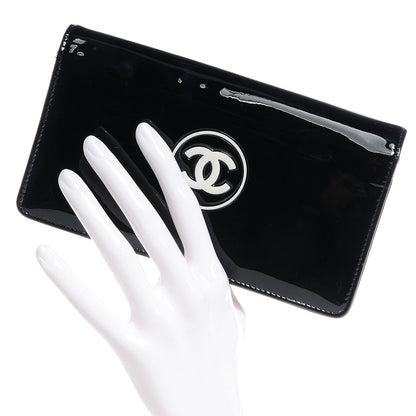 Chanel Patent CC Yen Wallet Black White 2 of 8