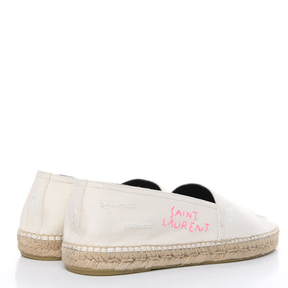 Saint Laurent Canvas Elba Logo Embroidered Espadrilles 42 Panna 4 of 10