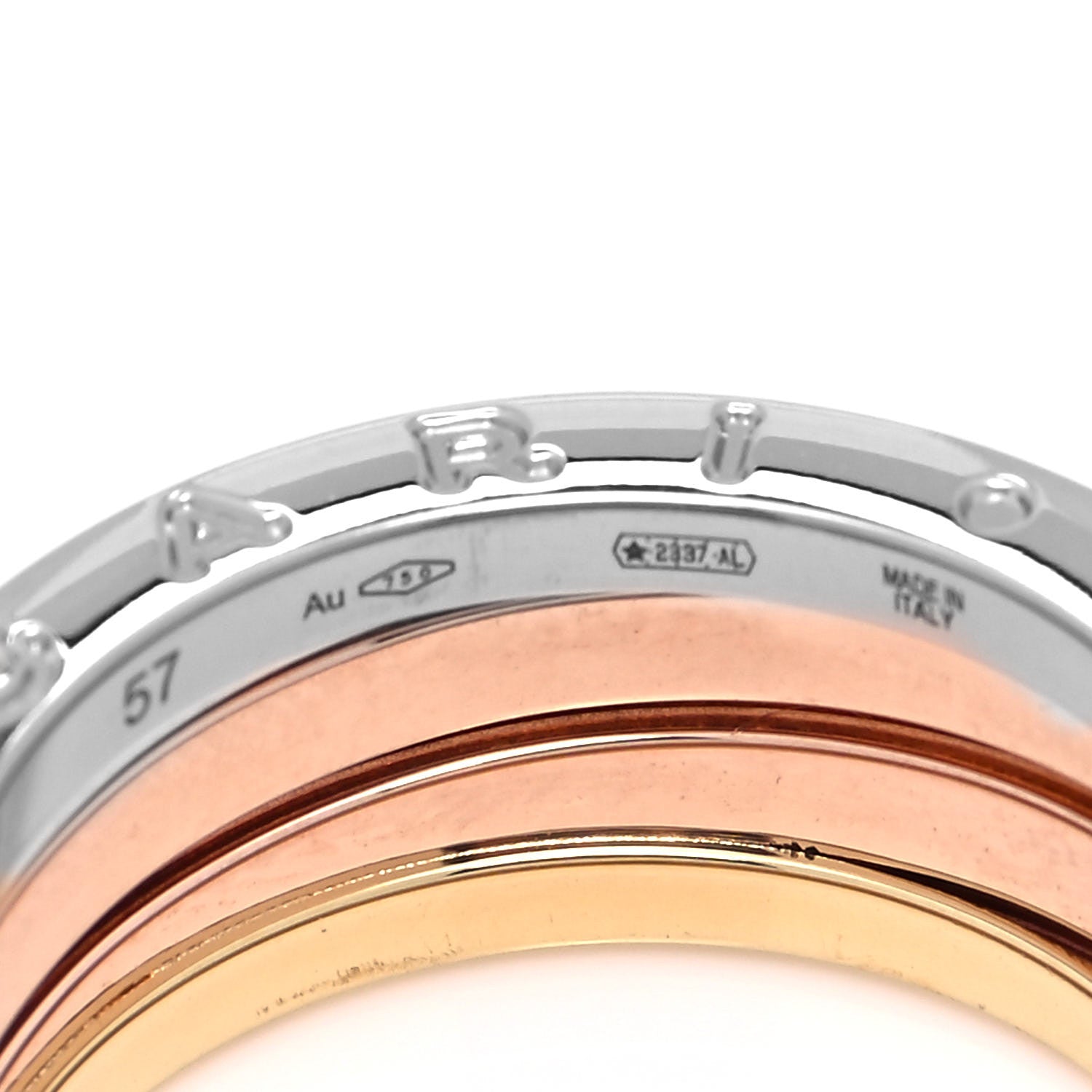 Bulgari 18K Rose White Yellow Gold B.Zero1 3 Band Ring 57 8 5 of 6