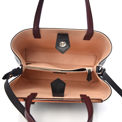 Fendi Vitello Dolce Fox Mink Bi-Color Monster Mirror Charm Petite 2Jours Tote Black Bordeaux Acquamarine 5 of 13