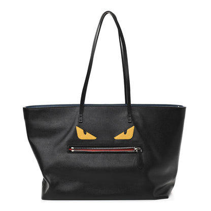 Fendi Vitello Elite Cuoio Monster Buggies Medium Roll Tote Black Multicolor Blue Cobalto 1 of 10