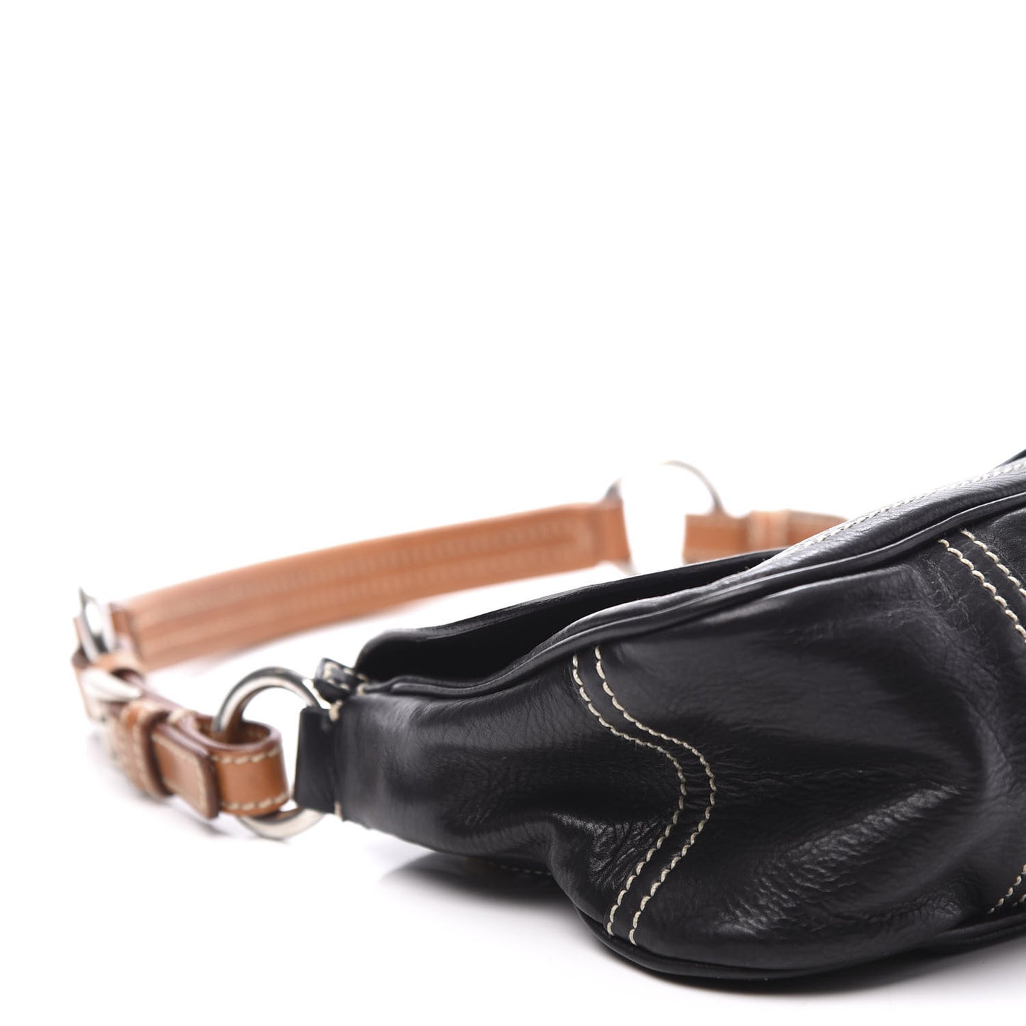 Calfskin Metal Shoulder Bag Black Cuoio