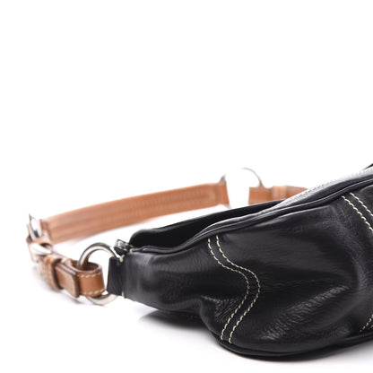 Prada Calfskin Metal Shoulder Bag Black Cuoio 8 of 10