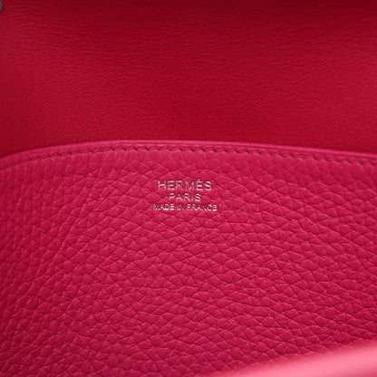 Hermes Taurillon Clemence Halzan 25 Rose Shocking 7 of 12