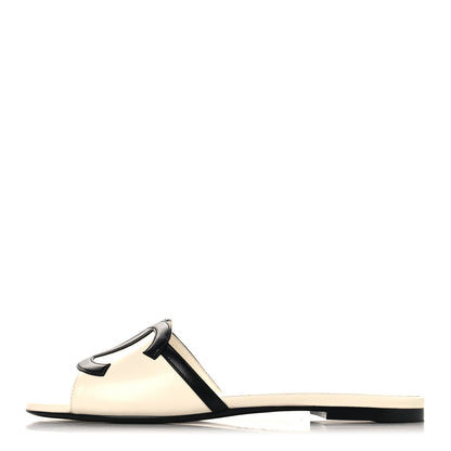 Chanel Lambskin CC Cutout Mules 38 Ivory Black 1 of 10
