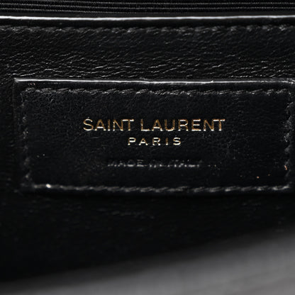 Saint Laurent Grain De Poudre Textured Mixed Matelasse Triquilt Medium Monogram Satchel Black 6 of 10
