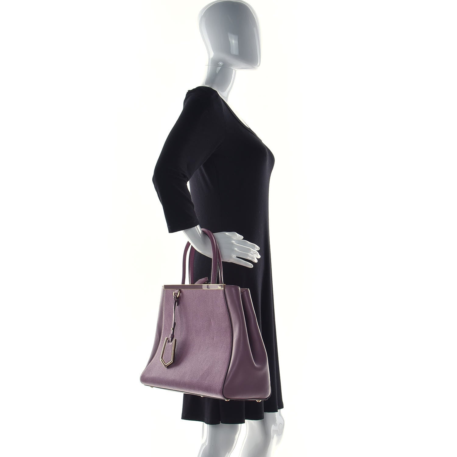 Fendi Vitello Elite Flamingo Regular 2Jours Tote Lilla Glicine 2 of 10