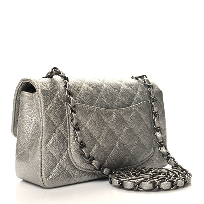 Chanel Metallic Caviar Quilted Mini Rectangular Flap Silver 3 of 10
