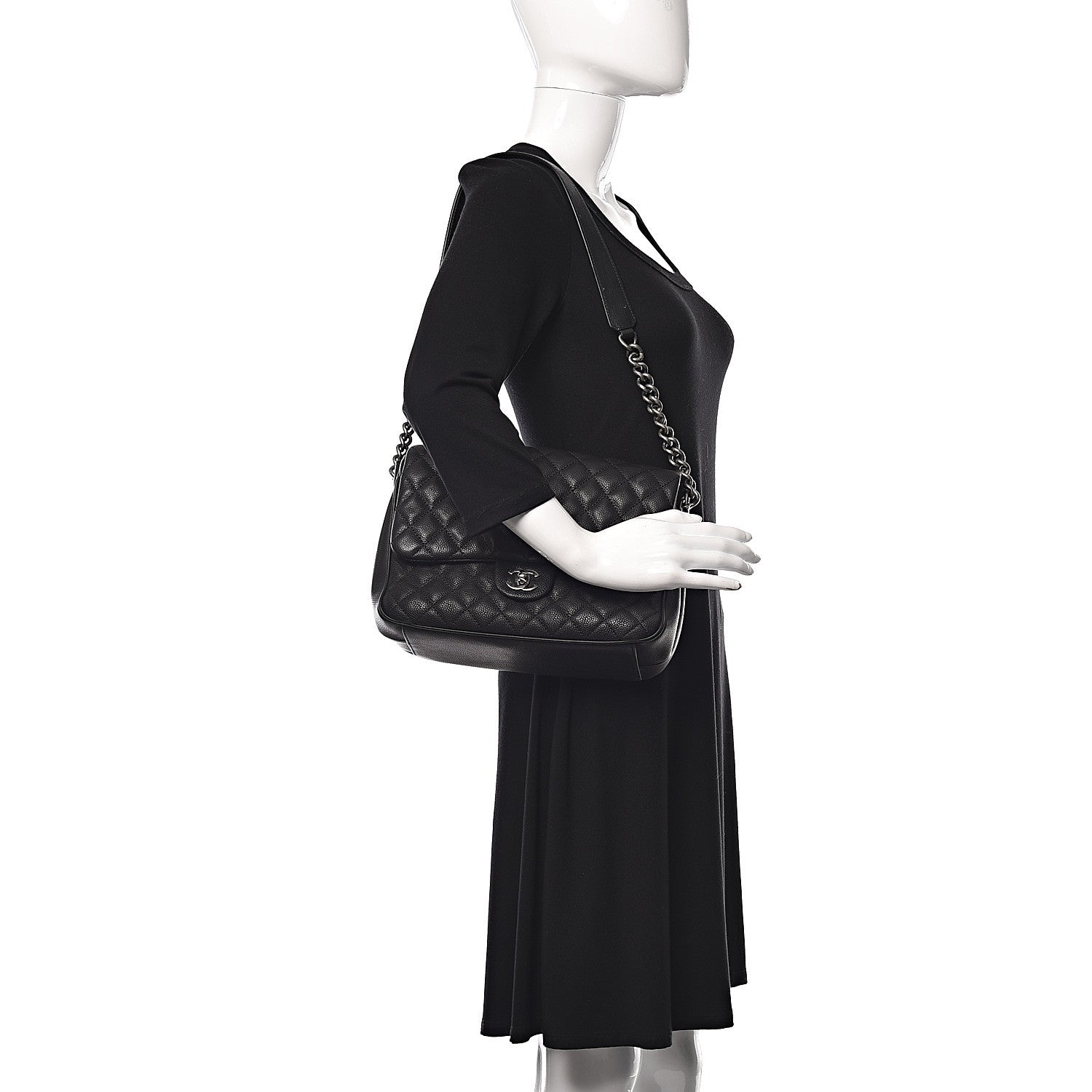 Chanel Caviar Quilted Medium Rock In Rome Single Flap Black 2 of 14