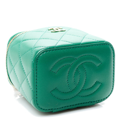 Chanel Lambskin Quilted Top Handle Mini Vanity Case With Chain Green 3 of 9