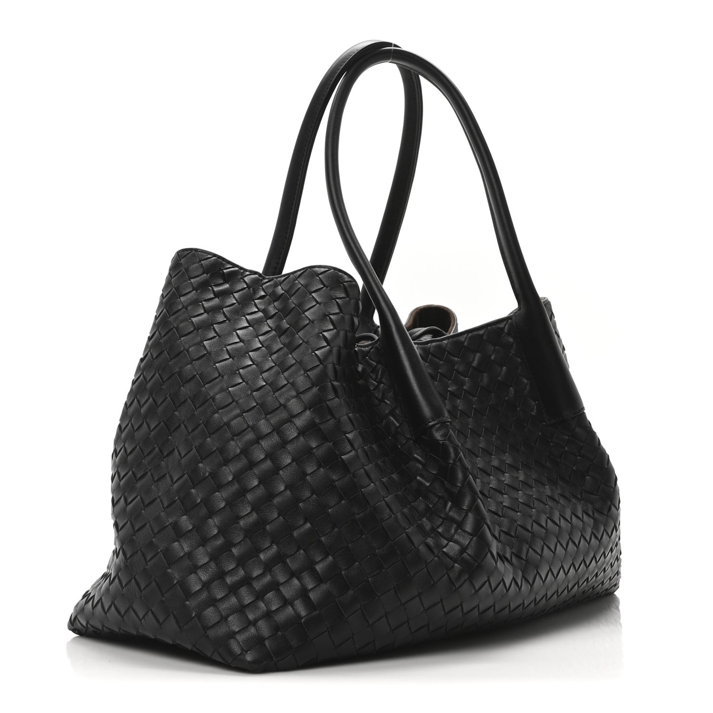 Calfskin Intrecciato Pinacoteca Reversible Tote Black Fondant