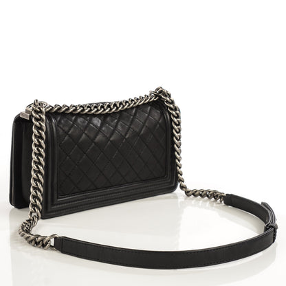 Chanel Calfskin Quilted Embellished Metal Medium Boy Flap Black 3 of 8