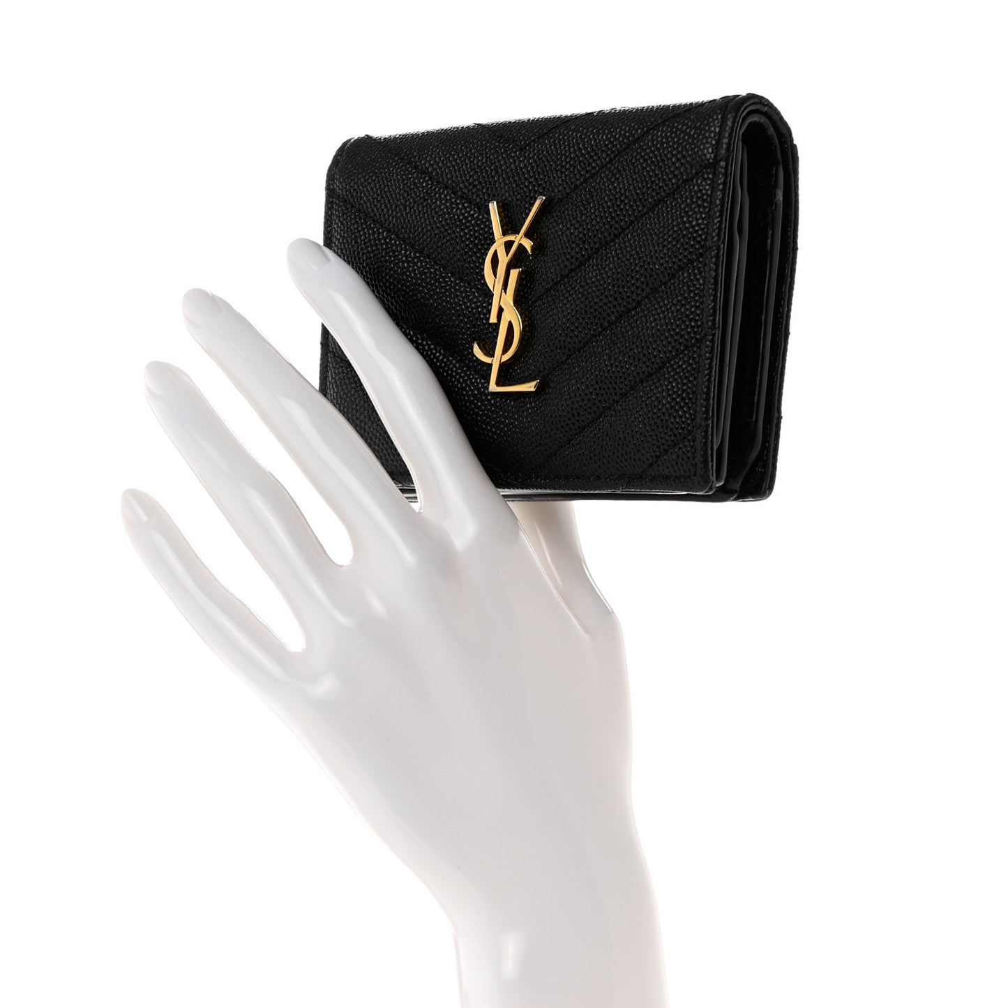 Grain De Poudre Matelasse Chevron Monogram Card Case Black