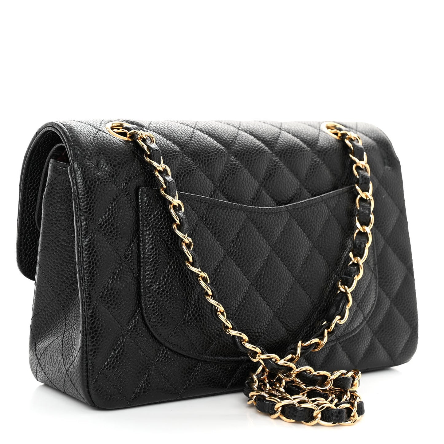 Caviar Quilted Small Double Flap Black