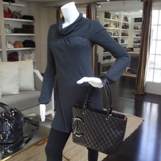 Chanel Calfskin Quilted Large Cambon Tote Brown 2 of 12
