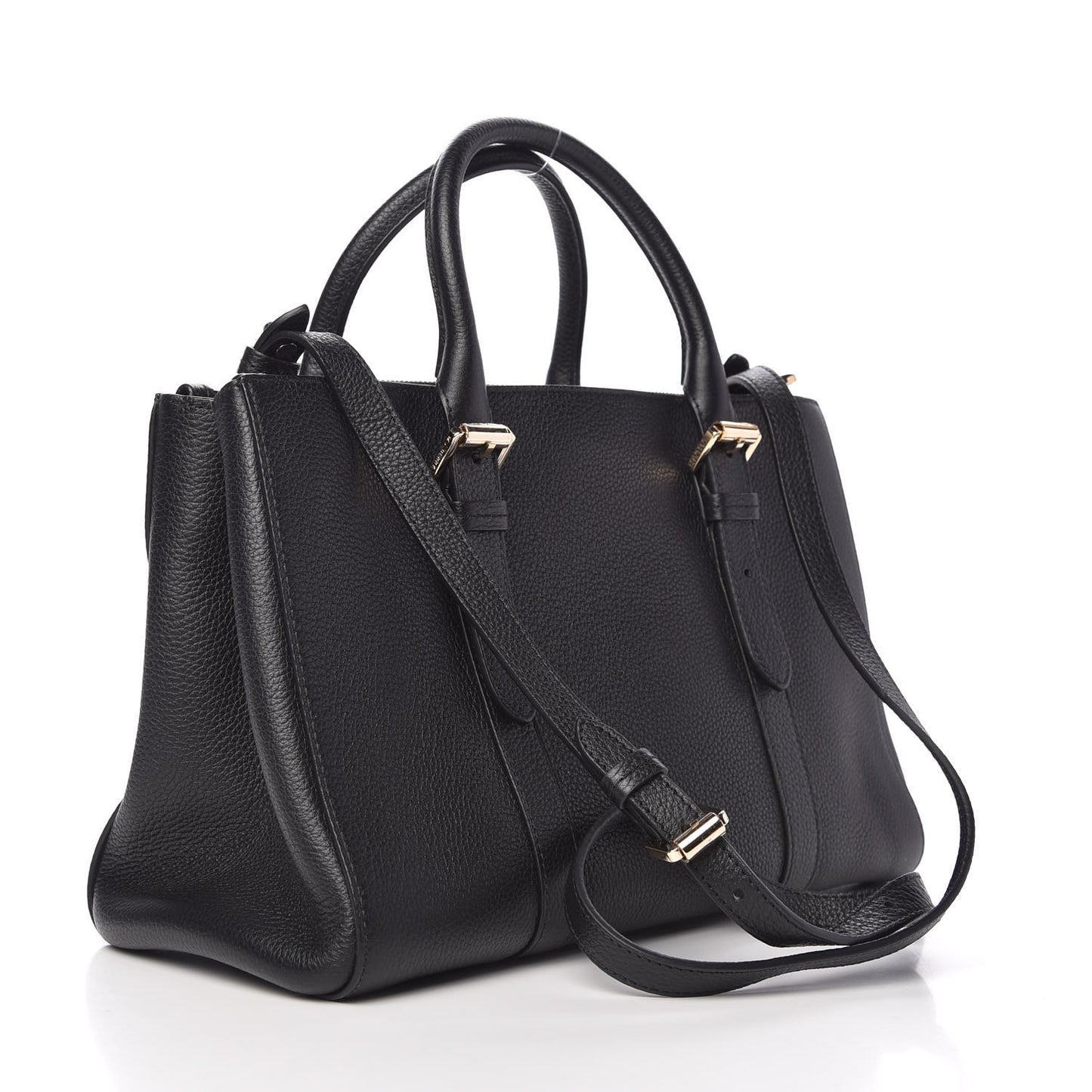 Classic Grain Calfskin Small Bayswater Double Zip Tote Black