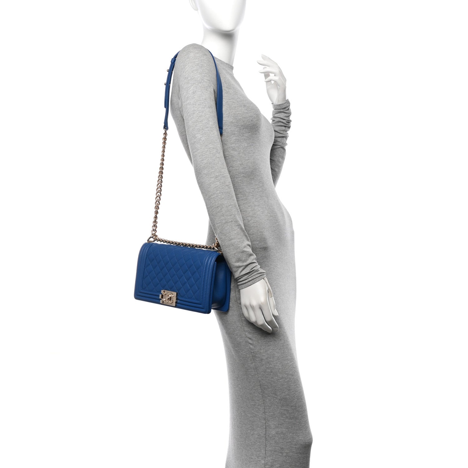 Chanel Calfskin Quilted Medium Boy Flap Blue 2 of 13