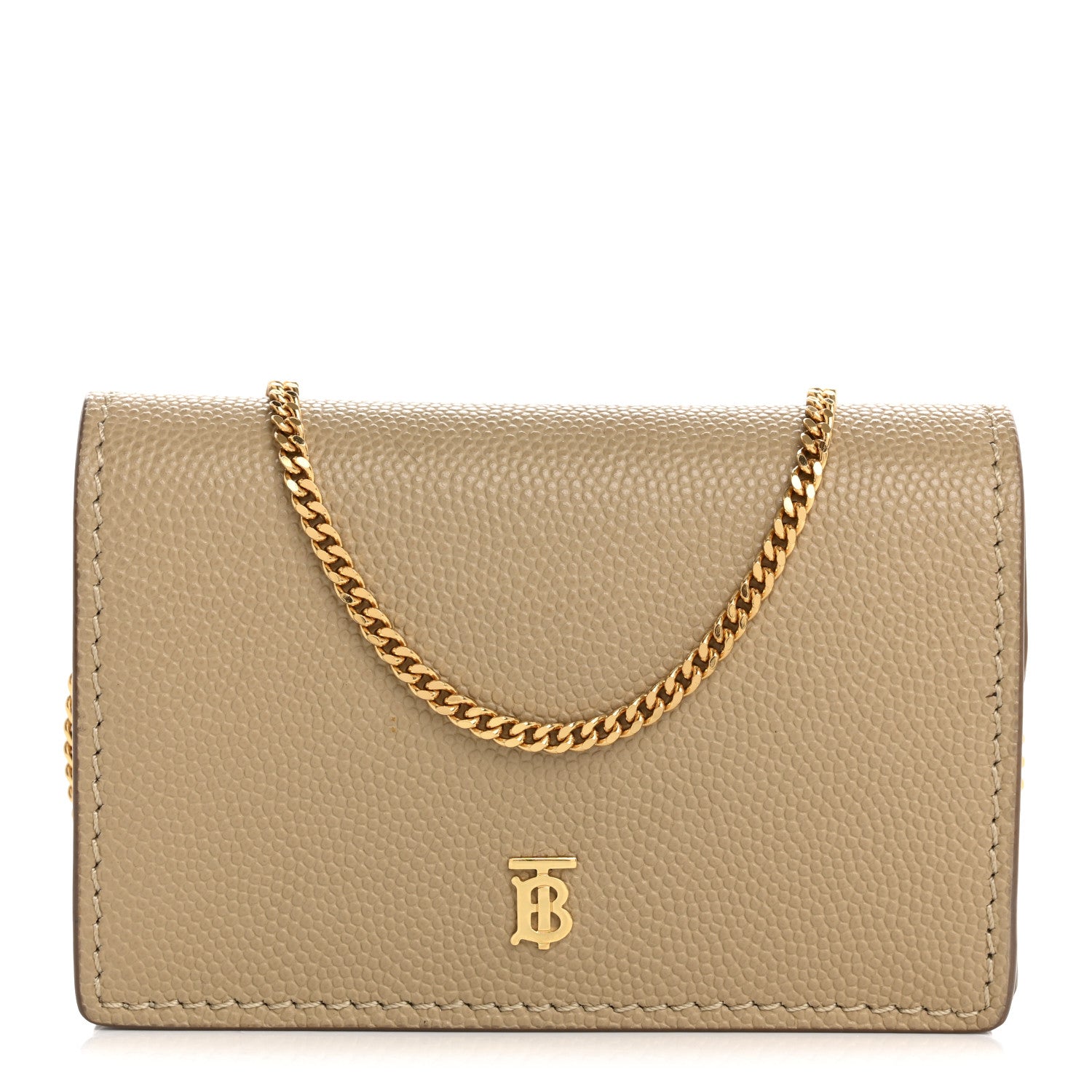 Burberry Grained Calfskin Jessie Chain Card Case Archive Beige 1 of 13