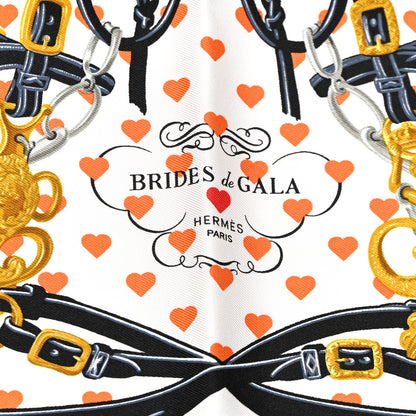 Hermes Silk Brides De Gala Love Pocket Square Black White Orange 2 of 4