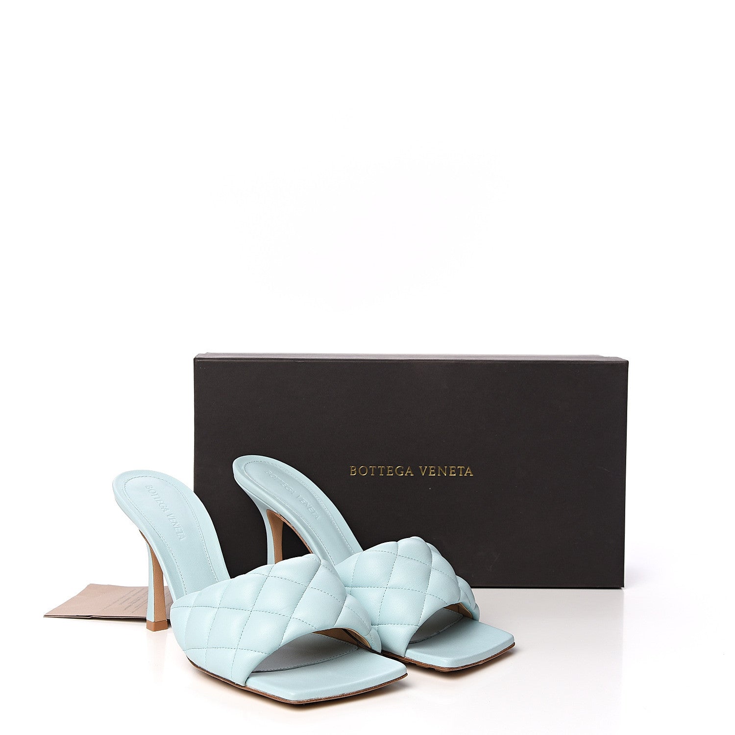 Bottega Veneta Nappa Matelasse Padded Mule Sandals 39 Topazio 9 of 9