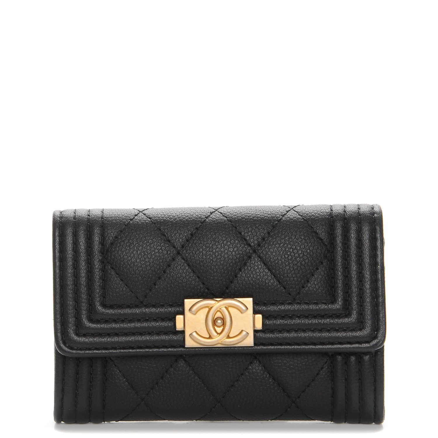 Chanel Caviar Quilted Boy Flap Card Holder Black 1 of 10