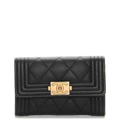 Chanel Caviar Quilted Boy Flap Card Holder Black 1 of 10