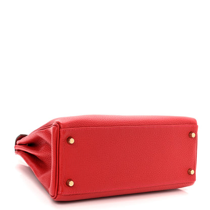 Hermes Taurillon Clemence Kelly Retourne 28 Rouge Casaque 4 of 13