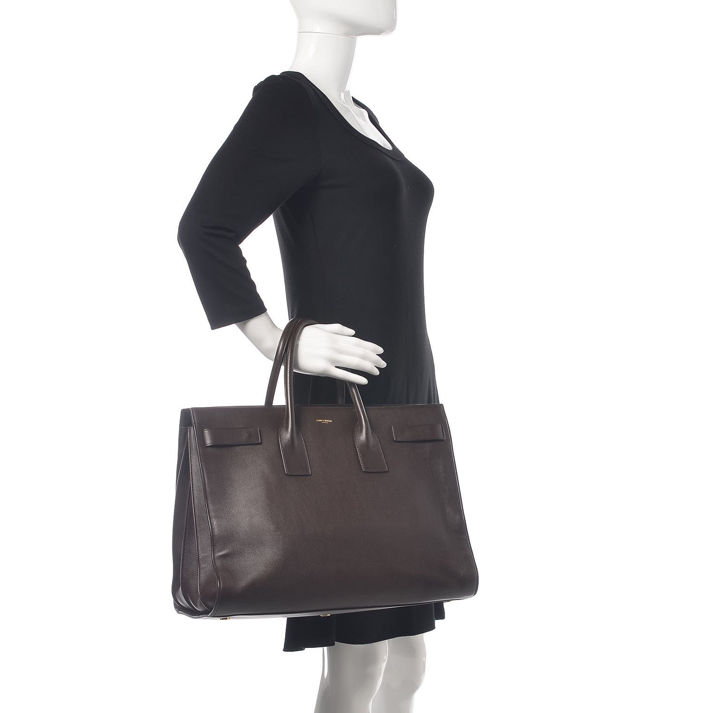 Calfskin Large Sac De Jour Carryall Dark Brown